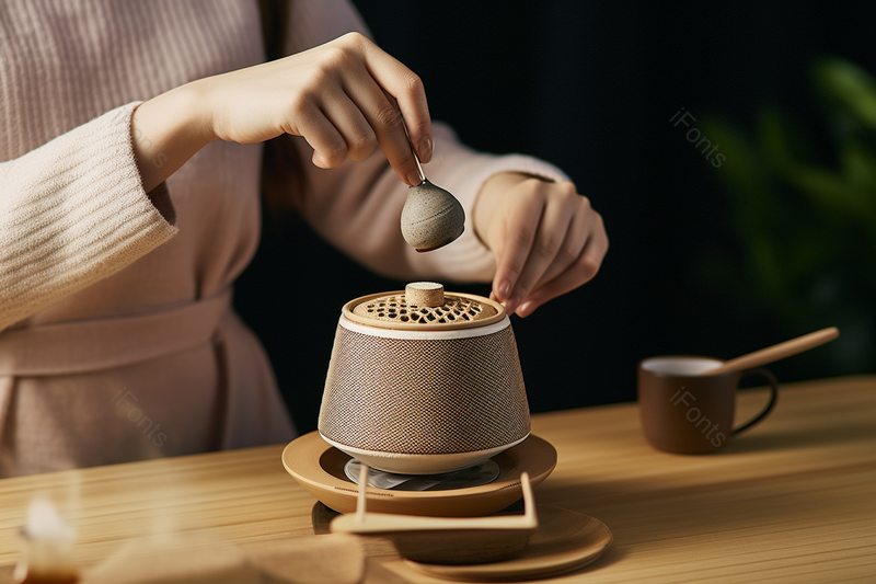 往碳炉茶壶里加入茶叶特写,高清,摄影图,摄影图片,图片大全,摄影图免费下载